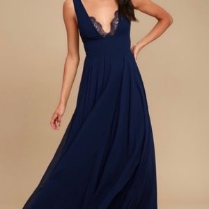 NWT Lulus True Bliss Navy Blue Maxi Dress